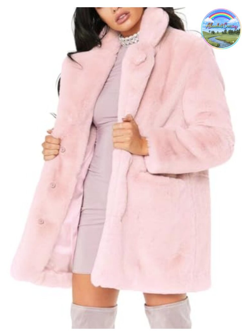 Womens Faux Fur Fleece Coat Lapel Buttons Oversized Winter Warm Jacket